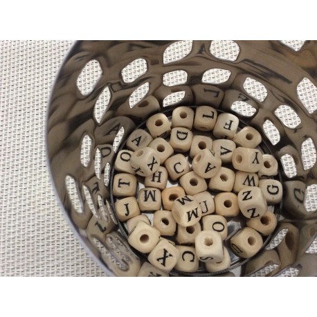 Perles cubes alphabet en bois