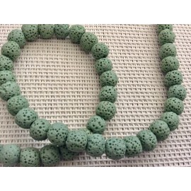 10 perles de lave Vertes 6 mm de diamètre