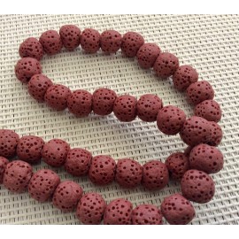 10 Perles volcaniques rouges 6mm