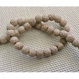 Perles de lave beiges 6mm