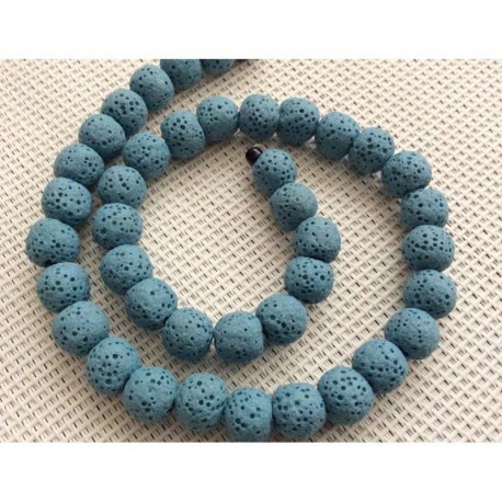 Perles de lave bleu clair 8mm