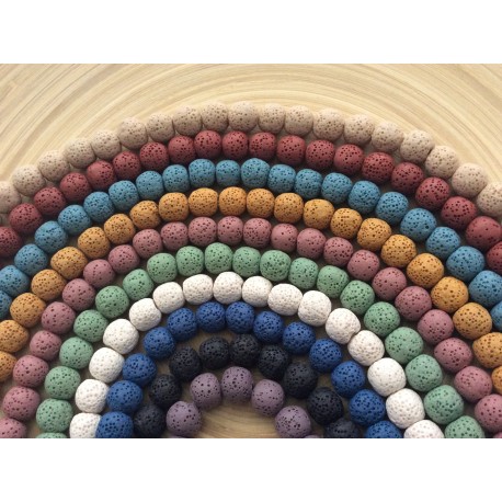 Perles volcaniques roses de 10 mm