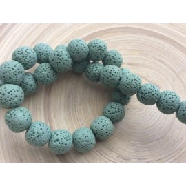 10 perles de lave Vertes