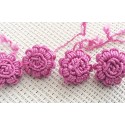 Perles fleurs en fil de soie x4