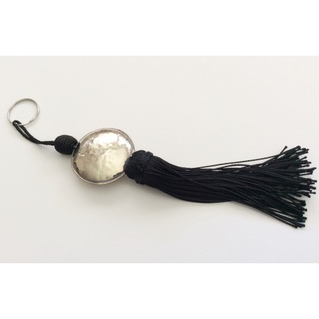 Porte clé Noir perle ronde