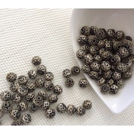 20 perles rondes en métal 9 mm 2