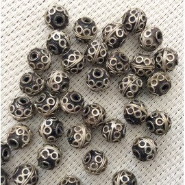 20 perles rondes en métal 9 mm