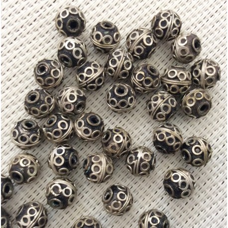 20 perles rondes en métal 9 mm