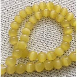 10 perles oeil de chat jaunes 8 mm