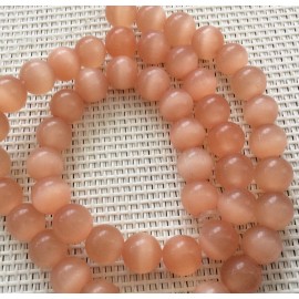 10 perles oeil de chat Saumon 8 mm