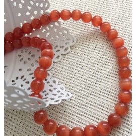 10 perles œil de chat Oranges