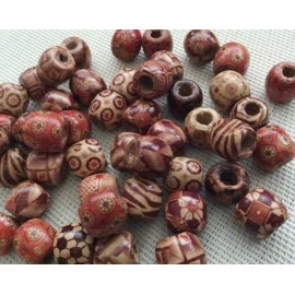 Perles peintes en bois x20