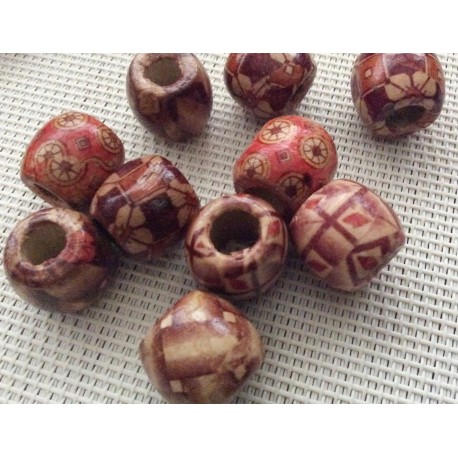 Perles peintes en bois x20 Perles peintes en bois x20