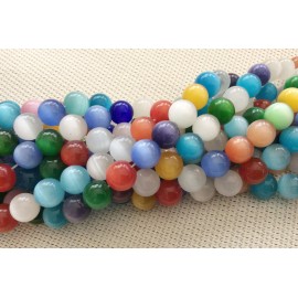 Lot de perles œil de chat multicolores 2