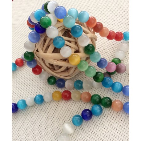 Lot de perles œil de chat multicolores Lot de perles œil de chat multicolores