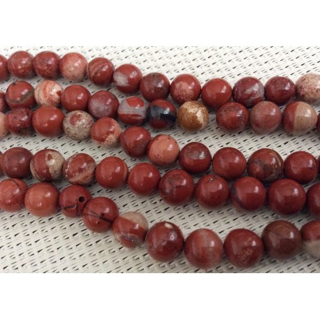 Perles de jaspe rouges marbrées