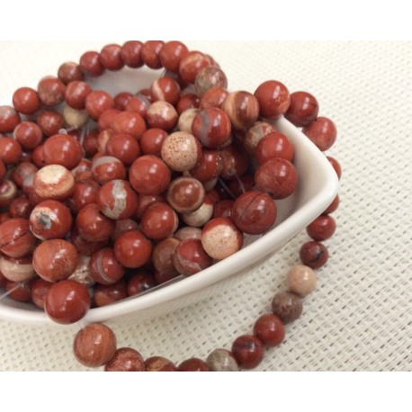 Perles de jaspe rouges marbrées