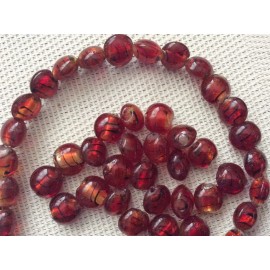 20 perles ovales rouges nacrées 2