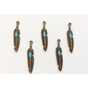 5 plumes bronze avec émail turquoise