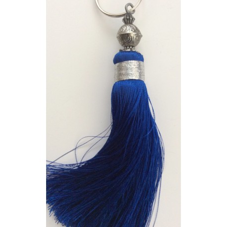 Breloque pompon bleu électrique