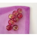 Perles en verre craquelé rouges-dorées