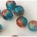 Perles en verre craquelé bleu-cuivre