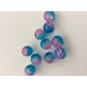 Perles en verre craquelé Rose-bleu