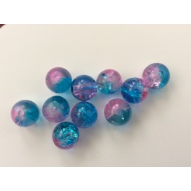 Perles en verre craquelé Rose-bleu