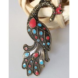 Pendentif Paon en bronze émaillé 2