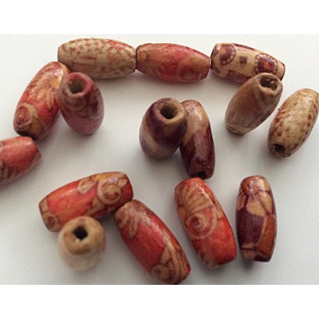 Lot de perles en bois ovales Lot de perles en bois ovales