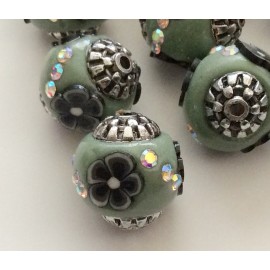 5 perles indonésiennes bleu cadet