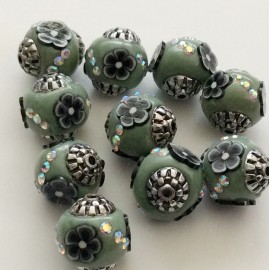 5 perles indonésiennes bleu cadet 2