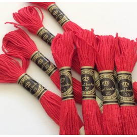 10 échevettes en coton Rouges 2