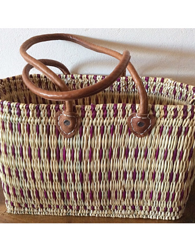 Grand cabas en osier bicolore