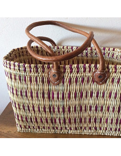 Grand cabas en osier bicolore