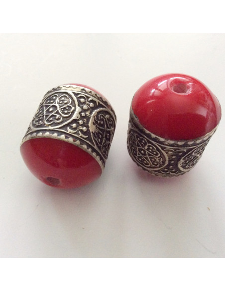 Perle en métal couleur Rouge