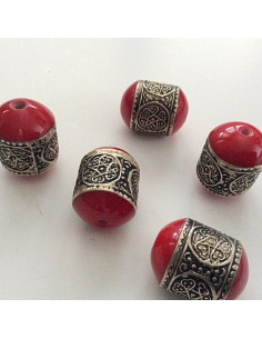 Perle en métal couleur Rouge 2
