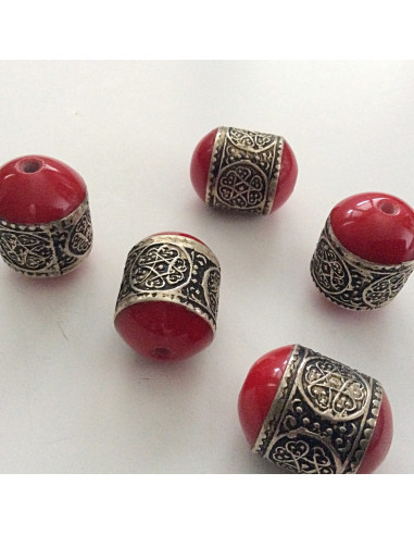 Perle en métal couleur Rouge