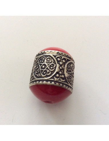 Perle en métal couleur Rouge