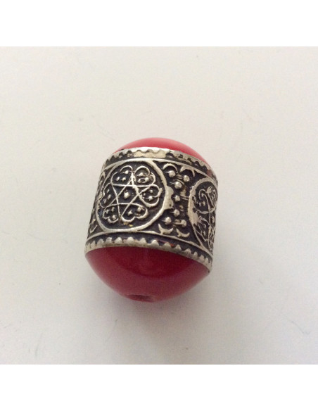 Perle en métal couleur Rouge