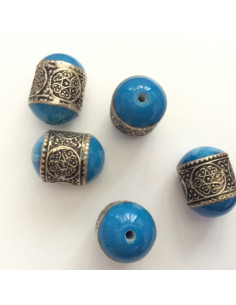 Perle en métal Turquoise