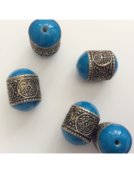 Perle en métal Turquoise