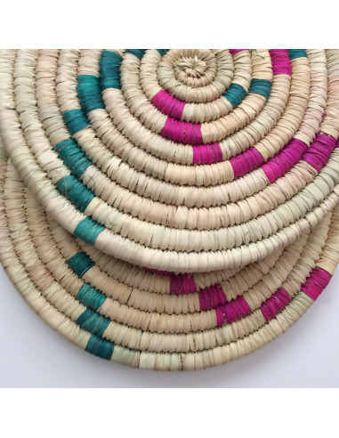 Dessous de plat vert et rose tressé