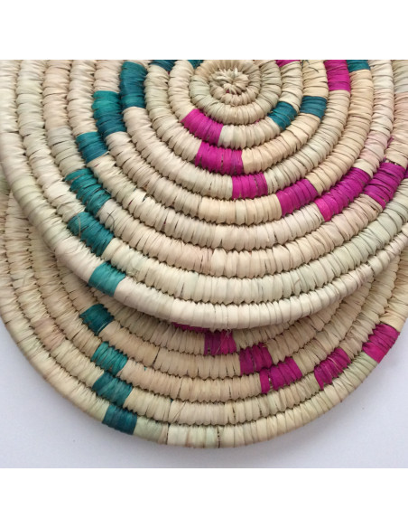 Dessous de plat vert et rose tressé