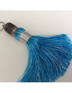 Pompon bicolore bleu avec...