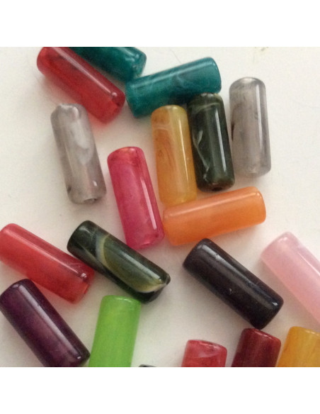 10 perles cylindres colorées