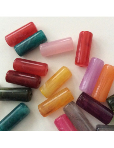 10 perles cylindres colorées