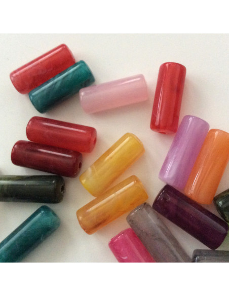 10 perles cylindres colorées