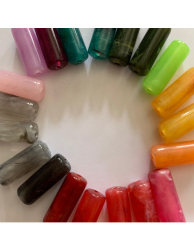 10 perles cylindres colorées