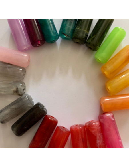 10 perles cylindres colorées